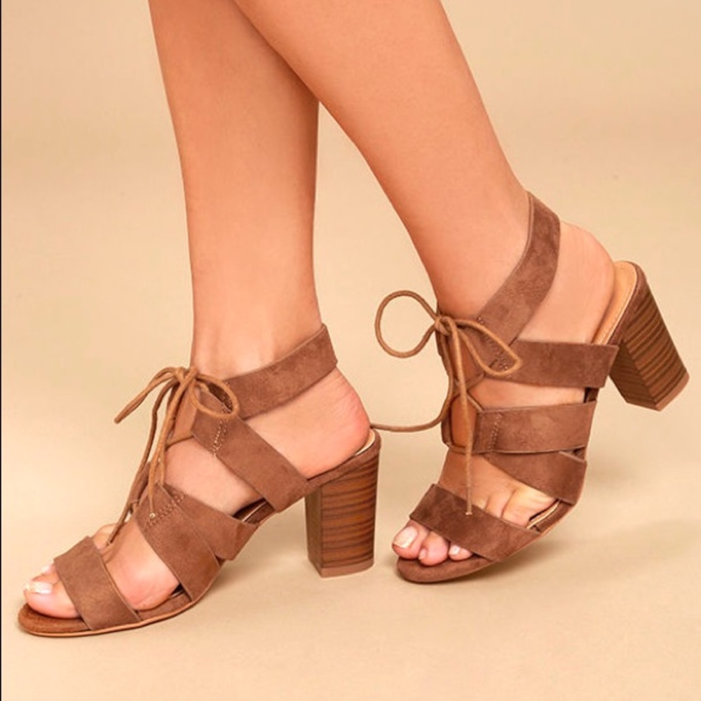 Brown lulus lace up block heel